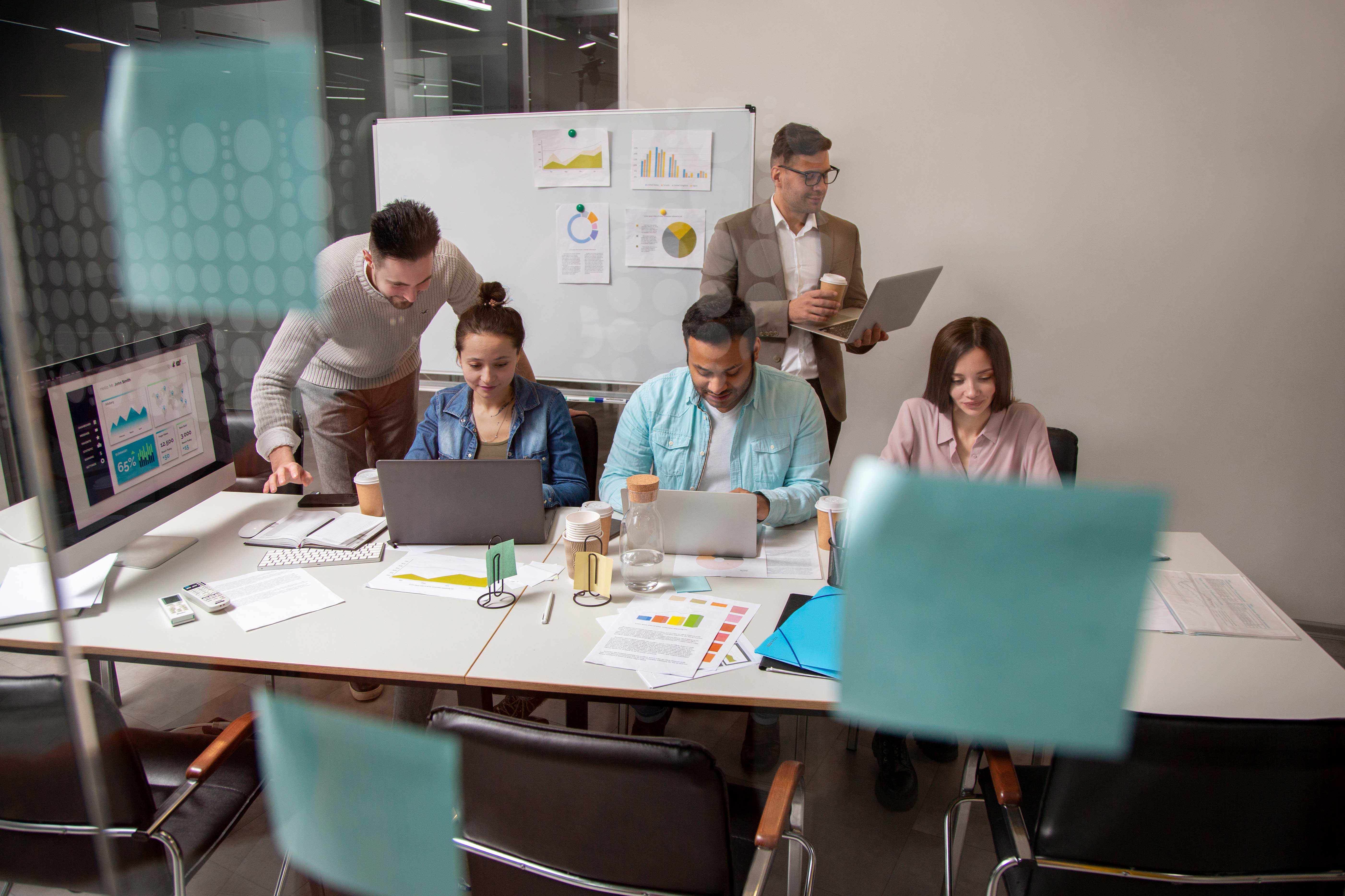 Startup team collaborating in the office